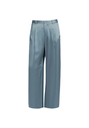 LAPOINTE pleated satin-finish trousers - Blue