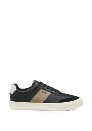 BOSS leather-trim trainers in faux leather - Black