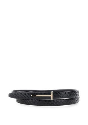 TOM FORD T-logo snakeskin-effect belt - Black