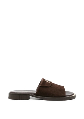 SERGIO MORETTI FIRENZE logo-plaque suede sandals - Brown