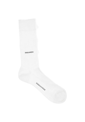 DSQUARED2 logo-embellishment ribbed socks - White