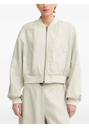 Armani Exchange oversized linen twill bomber jacket - Neutrals