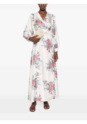 Raquel Diniz Aurora floral-print silk-satin maxi dress - Neutrals