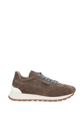 Brunello Cucinelli Monili-chain suede sneakers - Brown