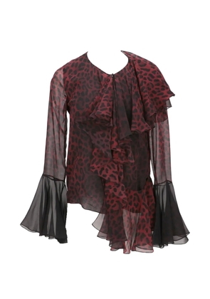 TOM FORD leopard-print ruffled blouse - Red