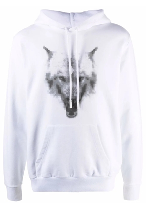 COUNTY OF MILAN wolf-print cotton hoodie - White