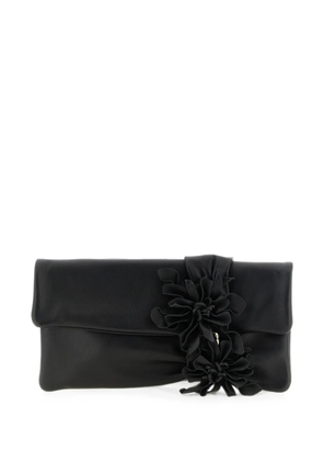 Jimmy Choo Zandra floral-appliqué clutch bag - Black