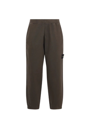 Stone Island logo-badge cotton-fleece track pants - Brown