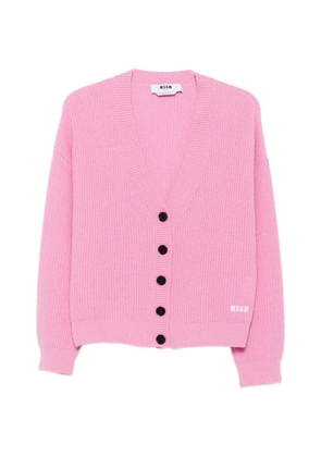 MSGM logo-embroidered ribbed cardigan - Pink