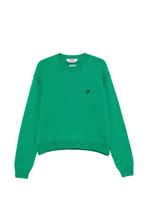 MSGM logo-embroidered crew neck sweater - Green