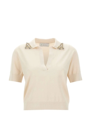 kaos jewel-embellished knitted polo shirt - Neutrals