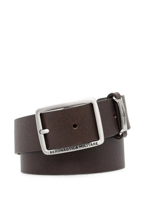 Aeronautica Militare logo-engraved buckle belt - Brown