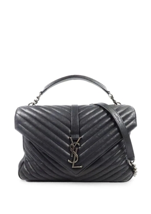 Saint Laurent Pre-Owned large College logo-plaque tote bag - Black
