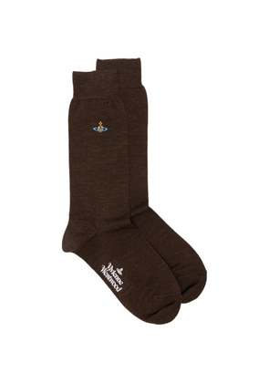 Vivienne Westwood Orb-embroidered logo-print socks - Brown