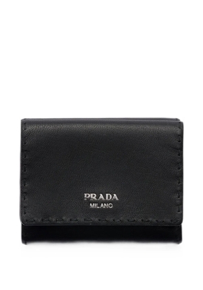 Prada small antiqued leather wallet - Black