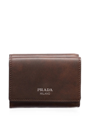 Prada small antiqued leather wallet - Brown