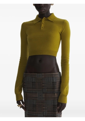 Mugler cashmere cropped polo top - Yellow