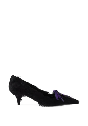 Prada feather-embellished satin pumps - Black