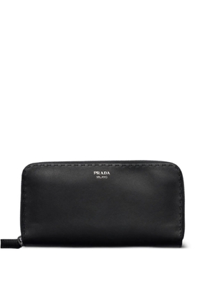 Prada antiqued-leather wallet - Black