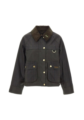 Barbour Spey tartan-collar waxed jacket - Brown