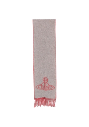 Vivienne Westwood Orb-intarsia fringed scarf - Grey