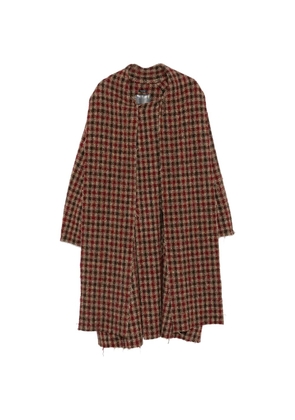 R13 check-pattern double-breasted coat - Brown