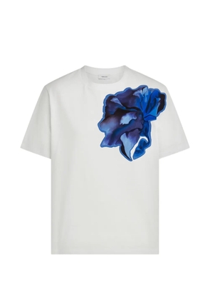 Ferragamo T-shirt with carnation print silk inlay - White