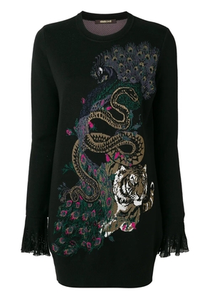 Roberto Cavalli longline peacock sweater - Black