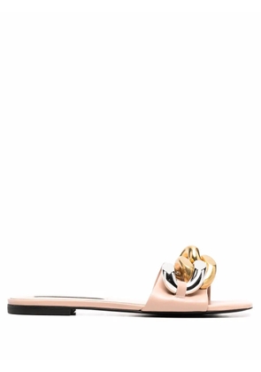 Stella McCartney Falabella chain-embellished flat sandals - Neutrals