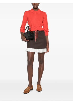 SANDRO Lotus pointelle-knit tie-waist cardigan - Red