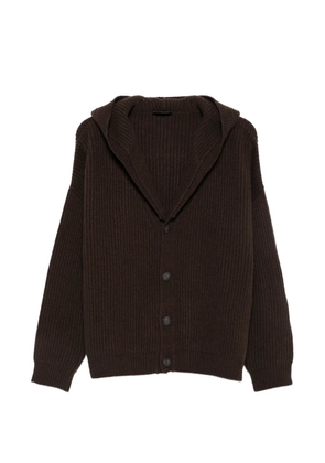 DONDUP ribbed-knit hooded cardigan - Brown