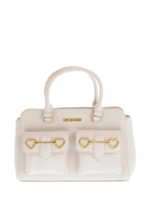 Moschino heart-motif pocket tote bag - Neutrals