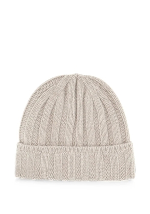 Vanisè Chalk ribbed-knit beanie hat - Neutrals