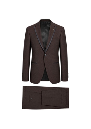 LUIGI BIANCHI MANTOVA contrast-trim notch-lapel suit - Brown