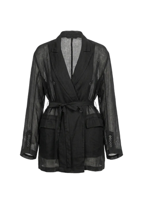 Masnada double-breasted belted jacket - Black