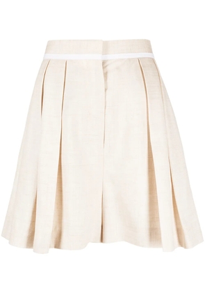 Stella McCartney high-waist pleat-detail tailored shorts - Neutrals