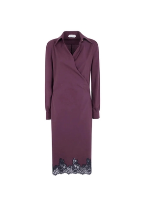 Alberta Ferretti lace-trim wrap midi dress - Red