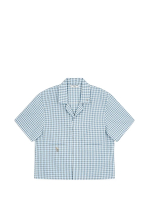 YOUNG N SANG gingham-check camp-collar shirt - Blue