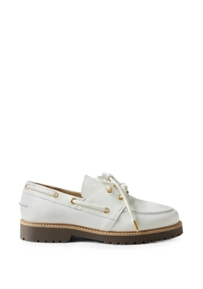 Claudie Pierlot leather lace-up fastening boat shoes - White