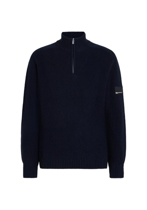 Karl Lagerfeld Jeans half-zip ribbed-knit sweater - Blue