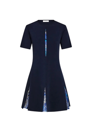 Ferragamo knit dress with Rooster print inserts - Blue