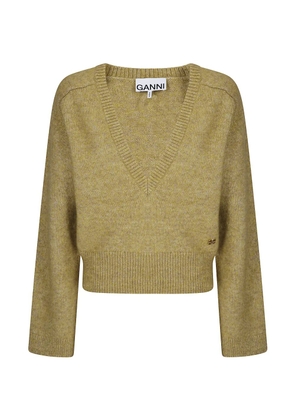 GANNI melange V-neck sweater - Yellow