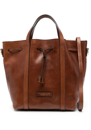 The Bridge logo-patch leather tote bag - Brown