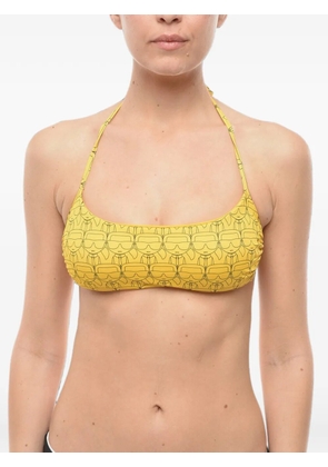Karl Lagerfeld Iconic-print halterneck bikini top - Yellow