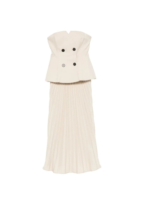 Self-Portrait double-breasted pleated midi dress - Neutrals