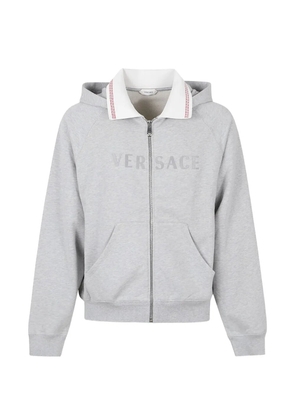 Versace Greca-detail logo-embroidered hoodie - Grey