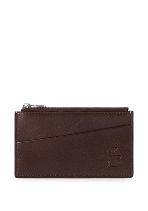 Brunello Cucinelli grained-leather travel pochette - Brown