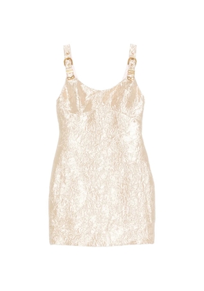 Versace crushed buckle-detail mini dress - Neutrals