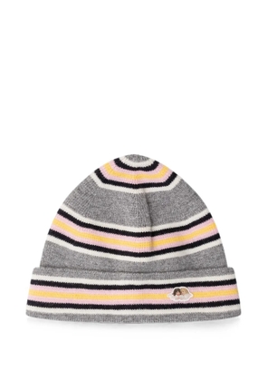 Fiorucci angel-patch striped beanie hat - Grey
