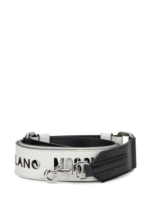 Moschino logo-print leather bag strap - White